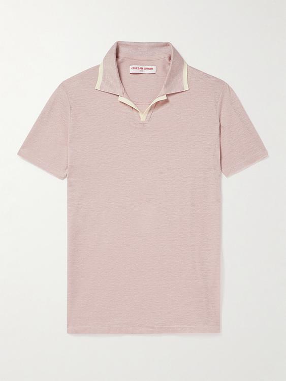 Light pink short sleeve polo shirt from Orlebar Brown