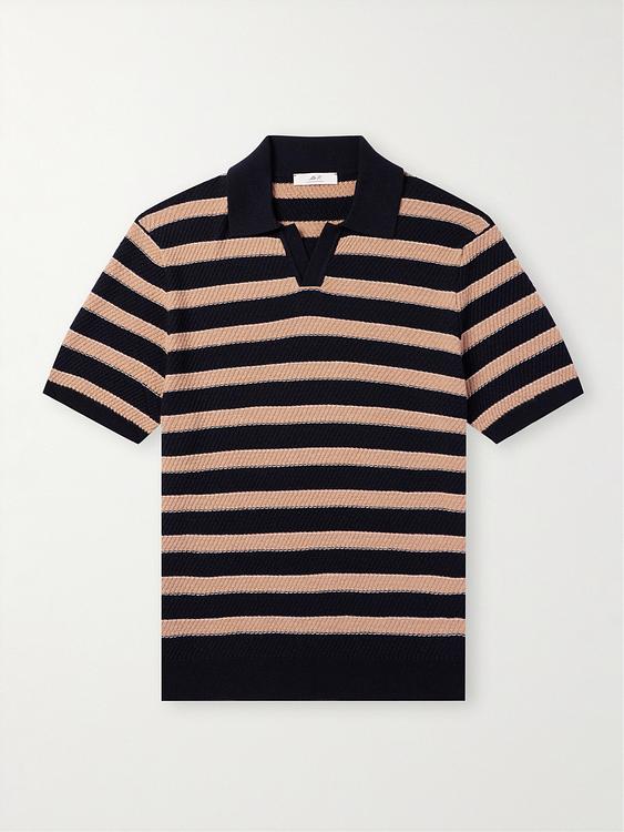 Striped black short sleeve polo shirt from Mr P.