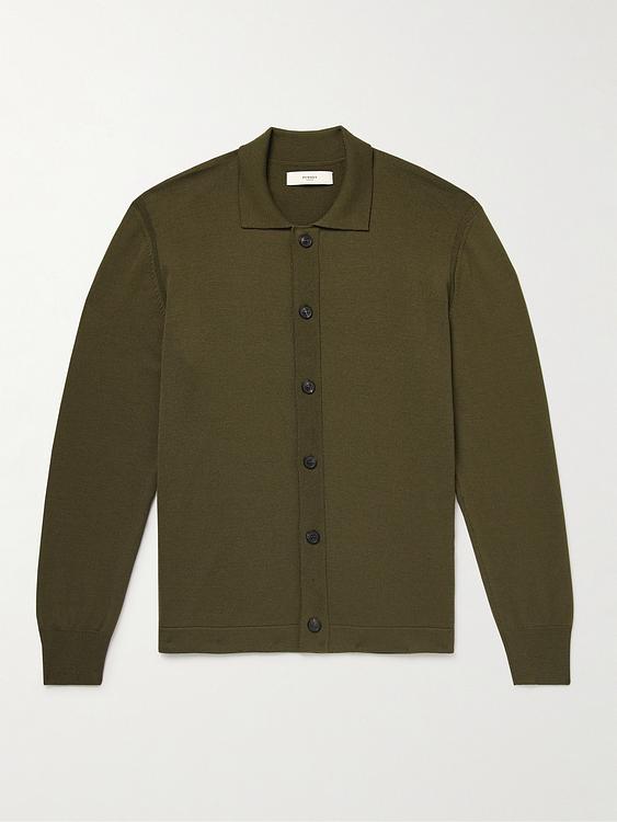 Dark green cardigan from Purdey