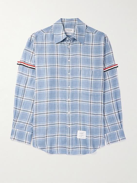 Checkered light blue casual shirt from Thom Browne