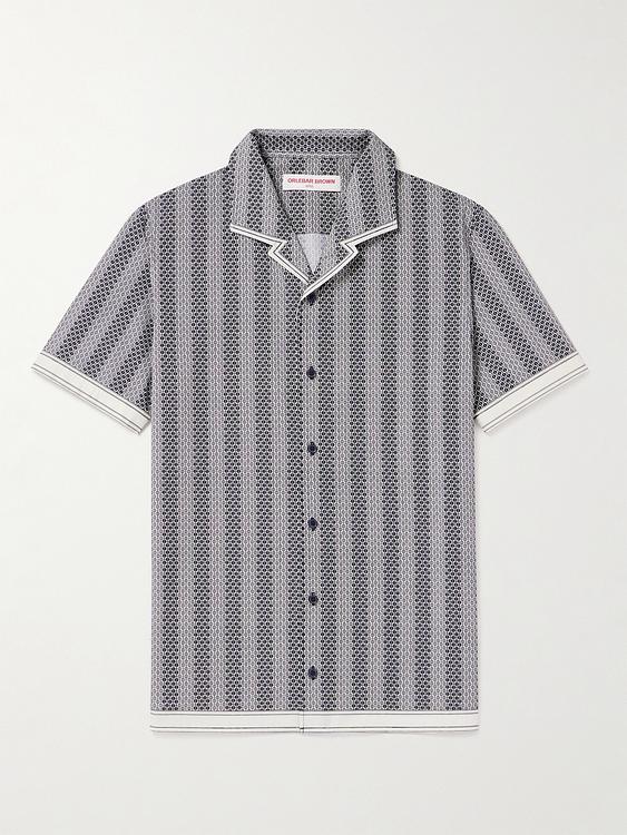 Striped grey short sleeve shirt from Orlebar Brown