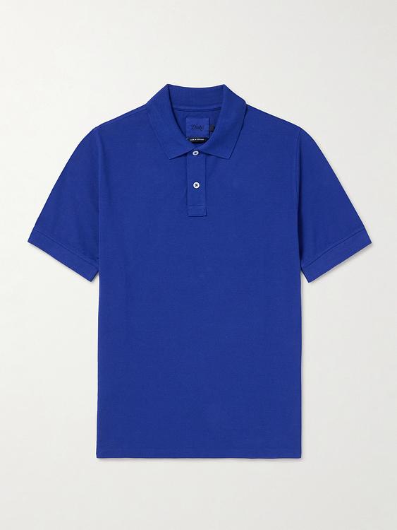 Dark blue short sleeve polo shirt from Drake's