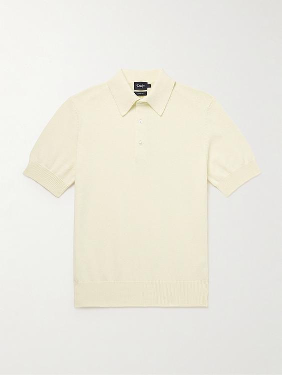 White short sleeve polo shirt from Drake's