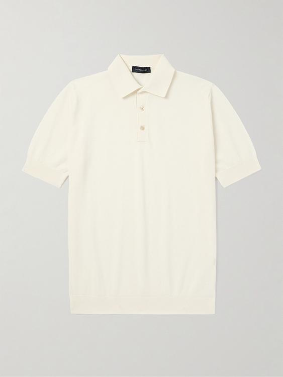 White short sleeve polo shirt from Thom Sweeney