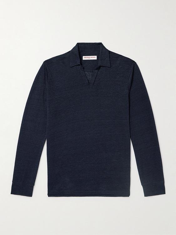 Black long sleeve polo shirt from Orlebar Brown