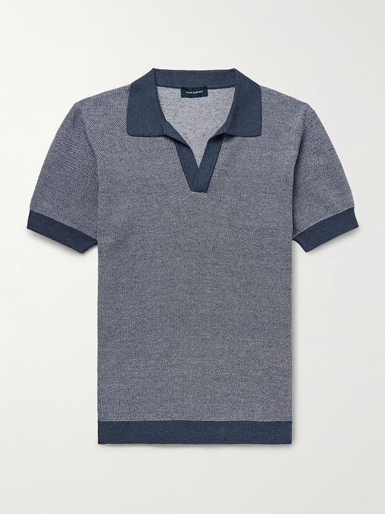 Dark grey short sleeve polo shirt from Thom Sweeney