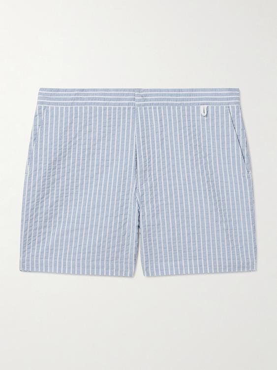 Striped light blue swim shorts from Mr P.