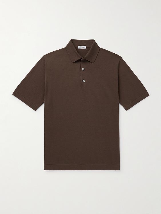 Dark brown short sleeve polo shirt from De Petrillo