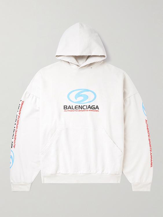 Print white hooded sweatshirt from Balenciaga
