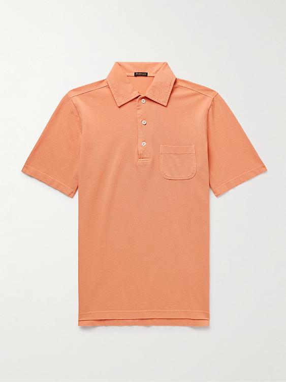 Peach short sleeve polo shirt from Rubinacci