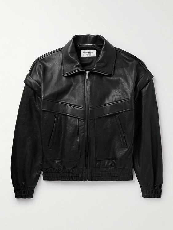 Black leather jacket from Saint Laurent