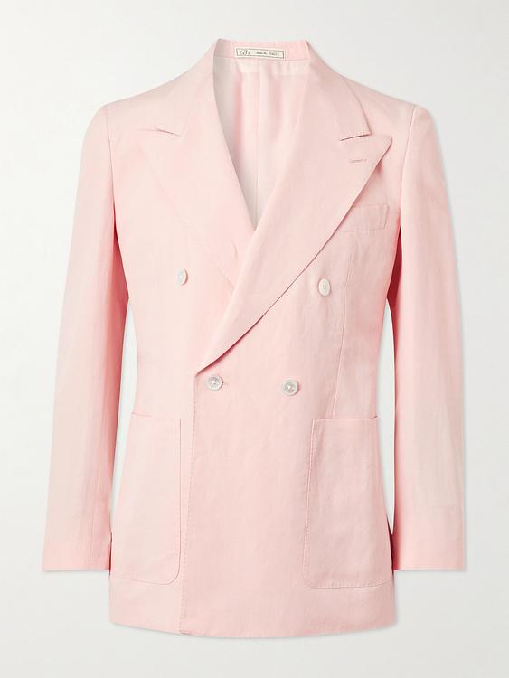 Light pink double-breasted suit jacket from Umit Benan B+