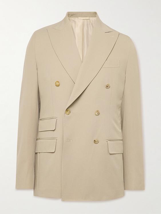 Beige double-breasted tuxedo jacket from De Petrillo