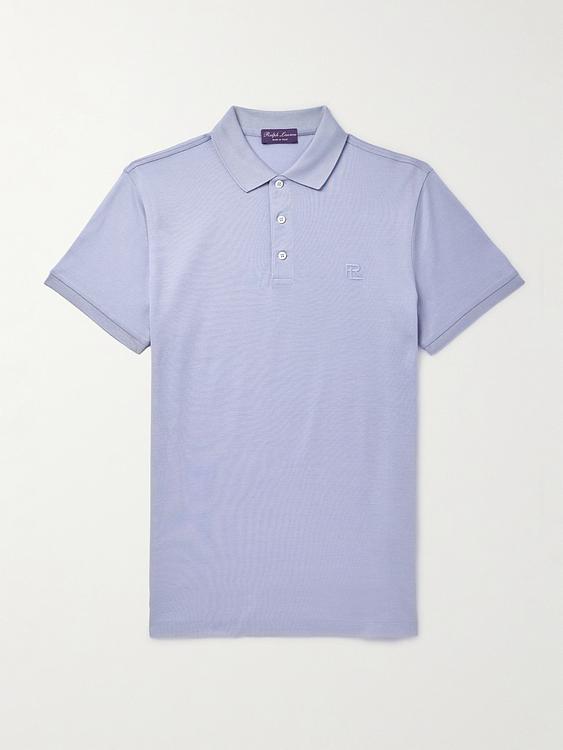 Light blue short sleeve polo shirt from Ralph Lauren Purple Label