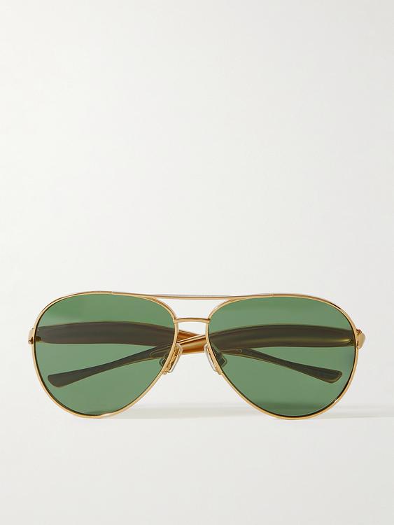 Green d-frame sunglasses from Bottega Veneta