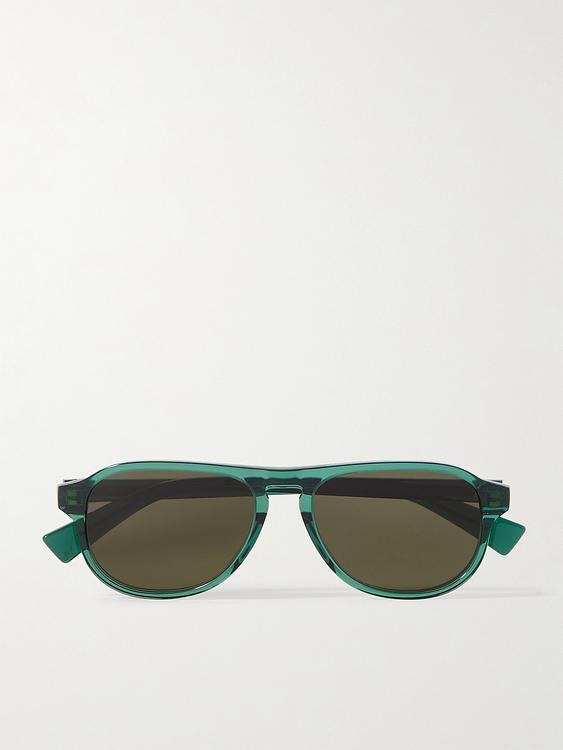 Teal d-frame sunglasses from Bottega Veneta