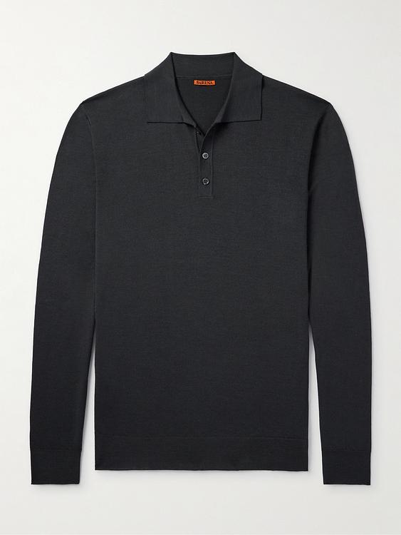 Black long sleeve polo shirt from Barena