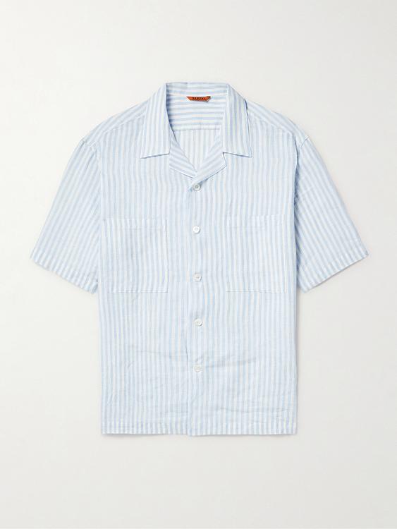 Striped white short sleeve polo shirt from Barena