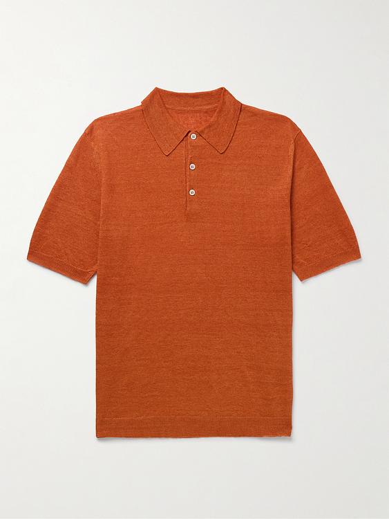 Brown short sleeve polo shirt from Anderson & Sheppard
