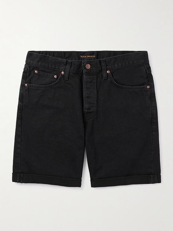 Black denim shorts from Nudie Jeans