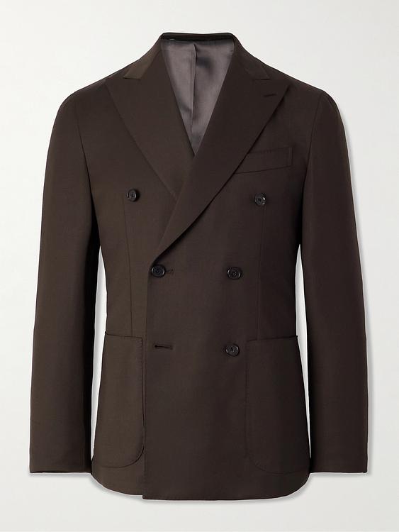 Dark brown double-breasted suit jacket from Caruso