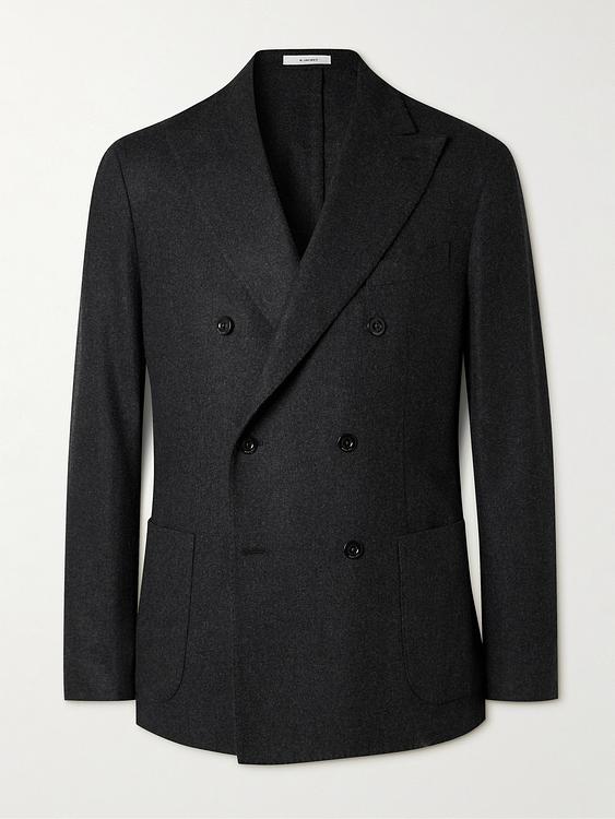 Black double-breasted suit jacket from Boglioli