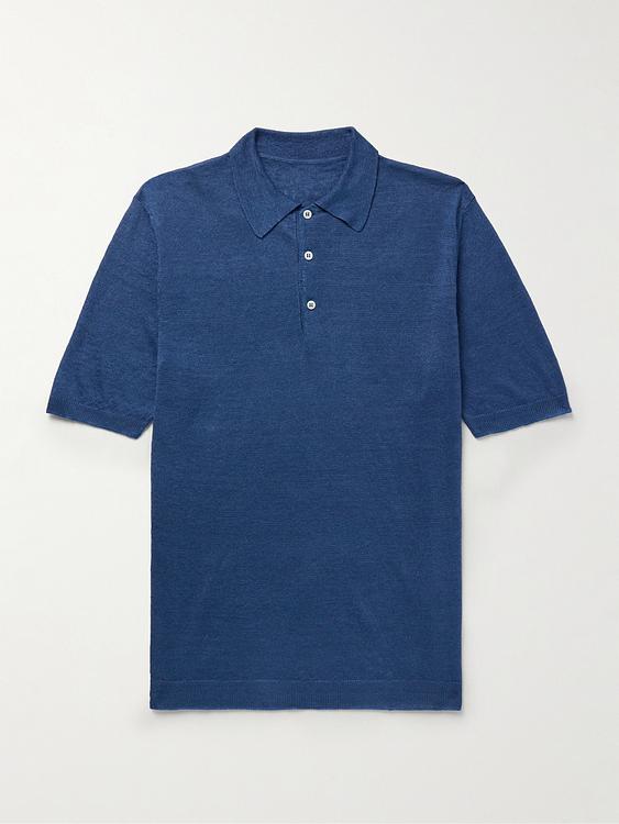 Dark blue short sleeve polo shirt from Anderson & Sheppard