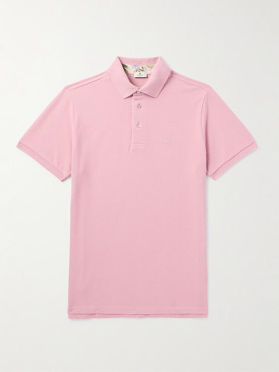 Light pink short sleeve polo shirt from Etro