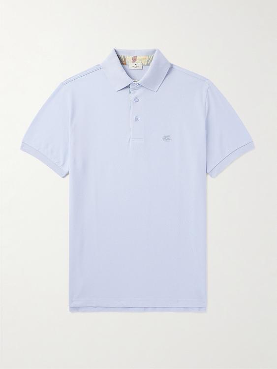 Light blue short sleeve polo shirt from Etro