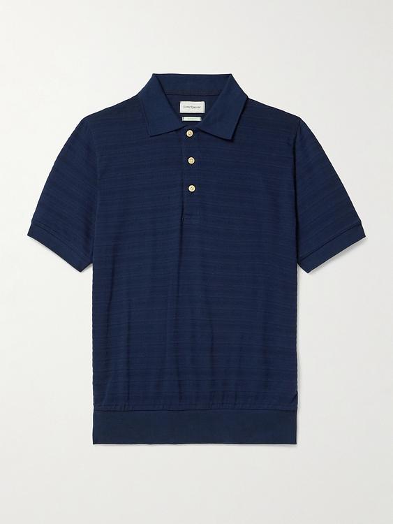Dark blue short sleeve polo shirt from Oliver Spencer