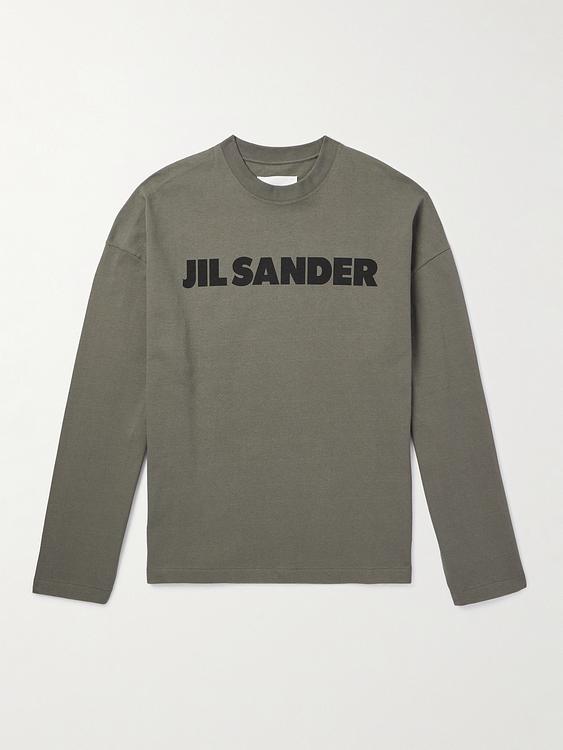 Print taupe long sleeve t-shirt from Jil Sander