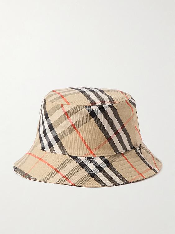 Checkered peach hat from Burberry