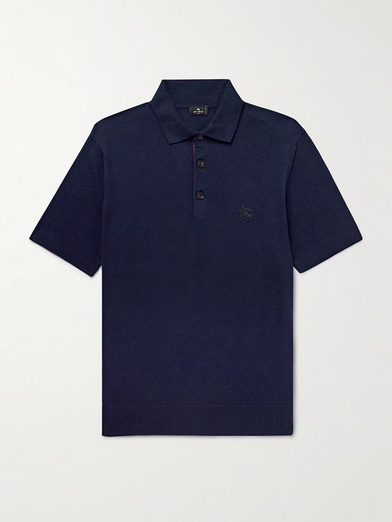 Dark blue short sleeve polo shirt from Etro
