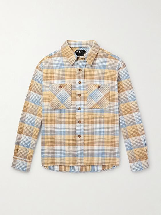 Checkered beige casual shirt from Cherry Los Angeles