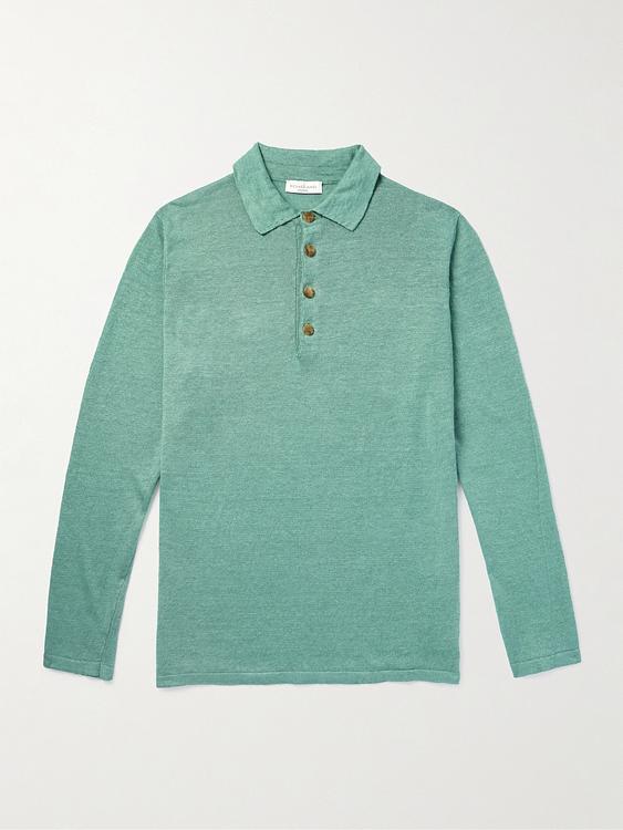 Teal long sleeve polo shirt from Richard James