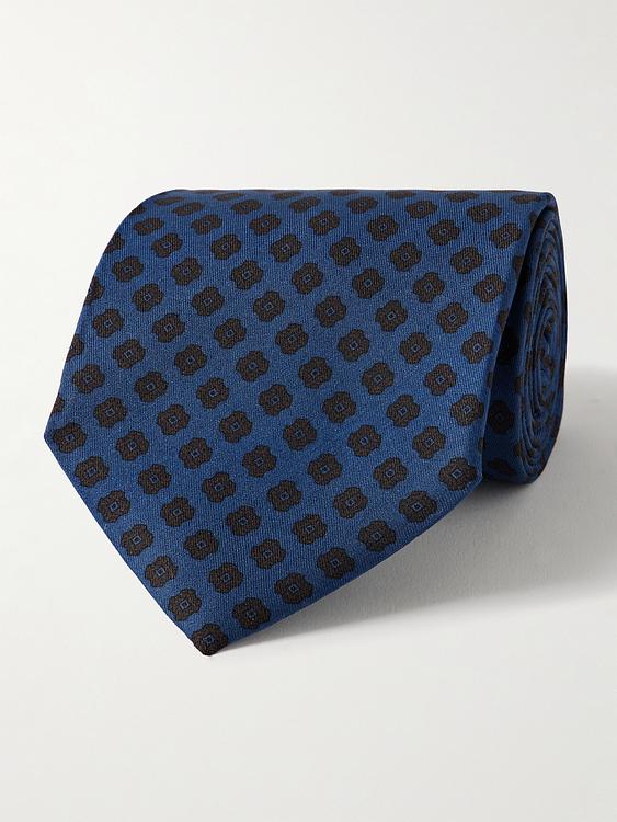 Dotted dark blue tie from Dunhill