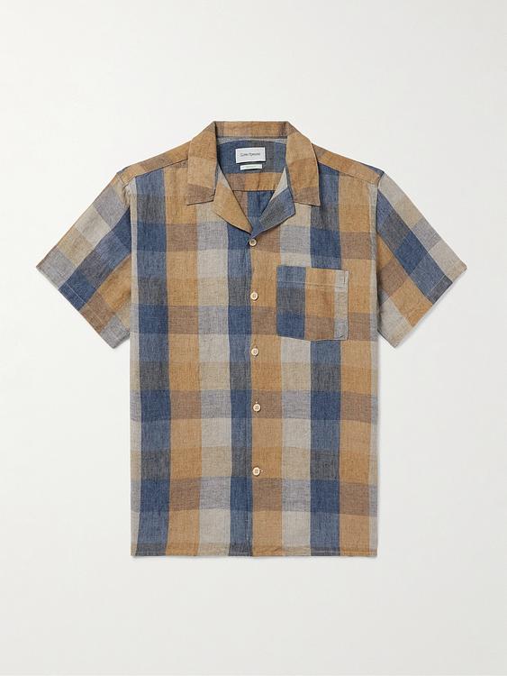 Checkered brown short sleeve shirt from Oliver Spencer