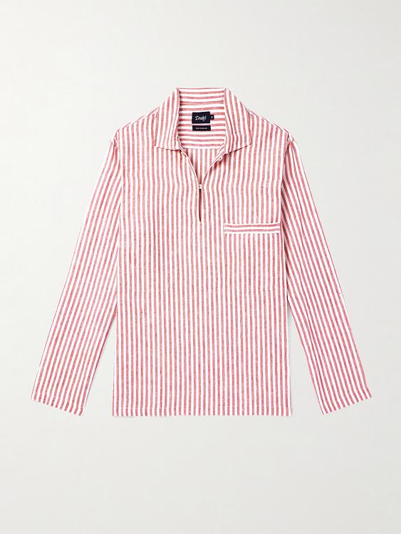 Striped white casual shirt from Drake's
