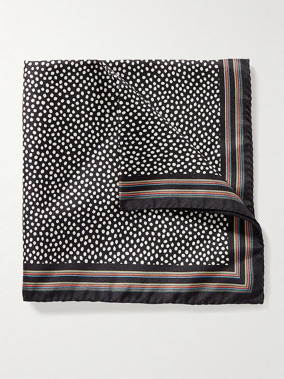 Dotted black pocket square from Paul Smith