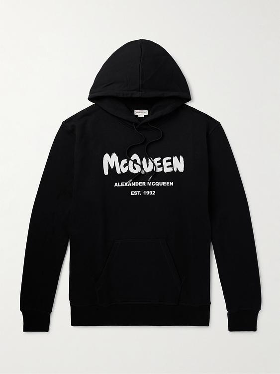 Print black hooded sweatshirt from Alexander Mcqueen