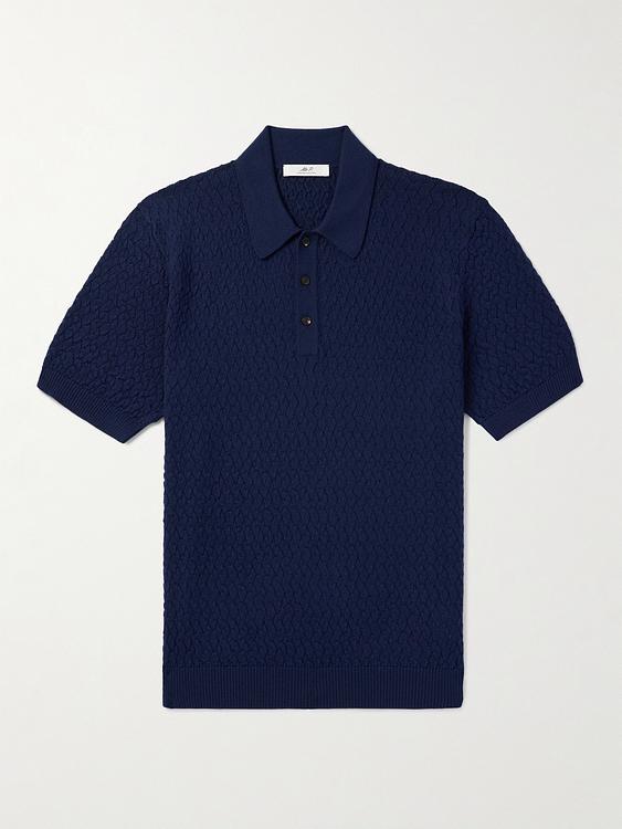 Dark blue short sleeve polo shirt from Mr P.