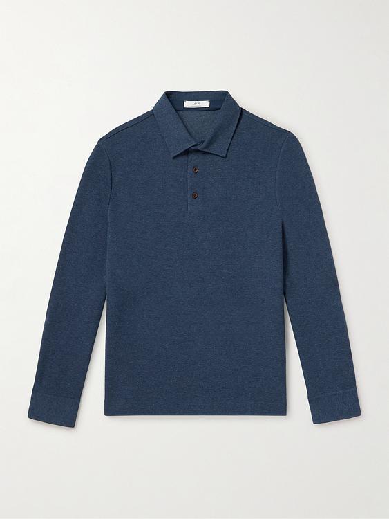 Dark blue long sleeve polo shirt from Mr P.