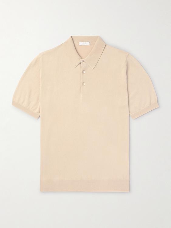 Beige short sleeve polo shirt from Boglioli