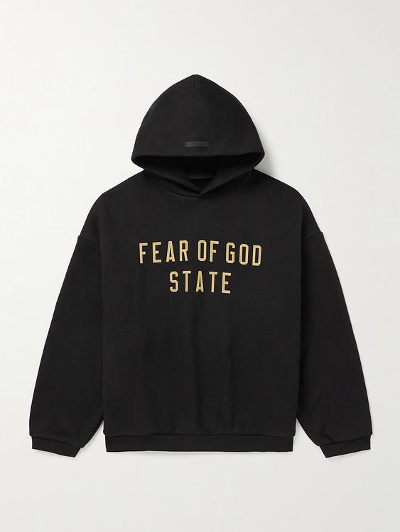 Print black hooded sweatshirt from Fear Of God Essentials