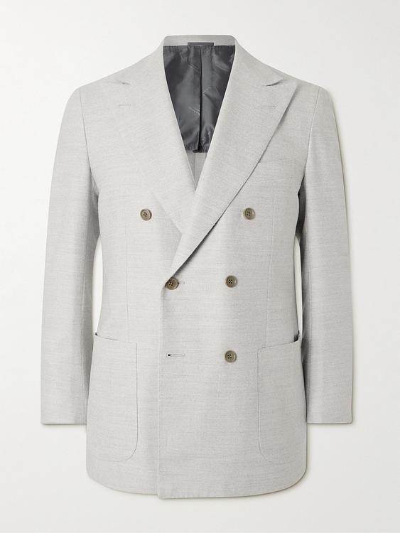 Grey double-breasted blazer from Kiton