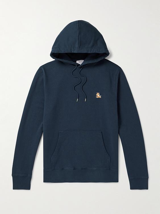 Print dark blue hooded sweatshirt from Maison Kitsuné