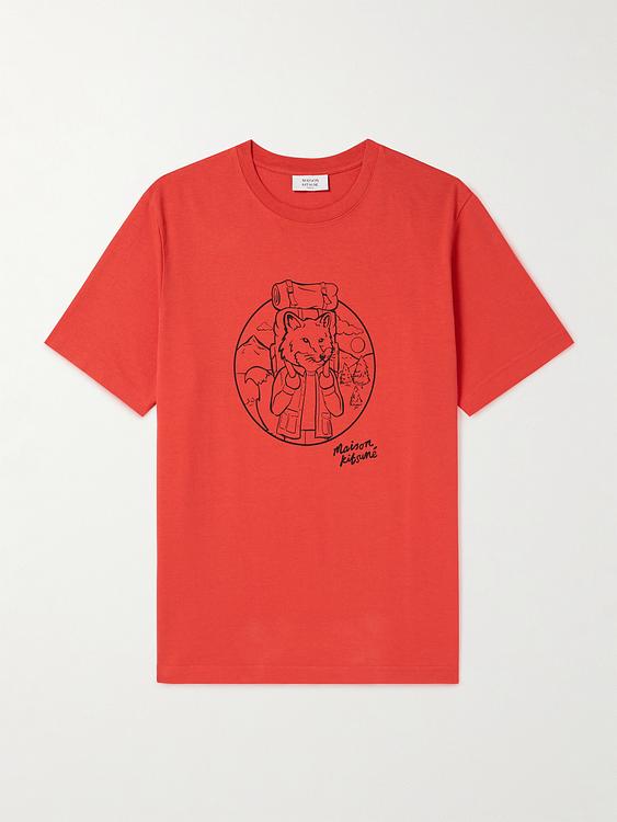 Print red t-shirt from Maison Kitsuné