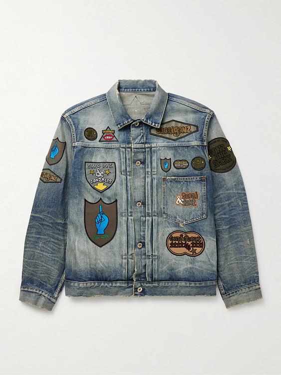 Print dark grey denim jacket from Sacai