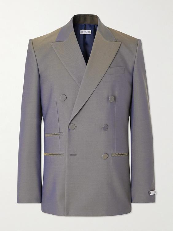 Grey double-breasted suit jacket from Burberry