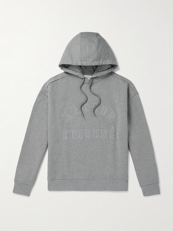 Print grey hooded sweatshirt from Maison Kitsuné